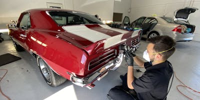 Finishing the paint on a Ford Shelby Mustang